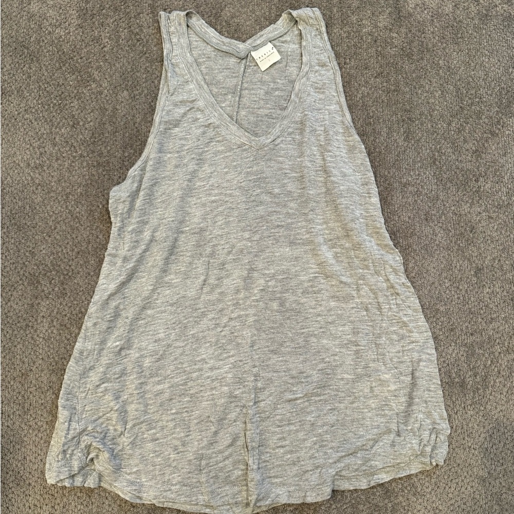 Gray v-neck tank top